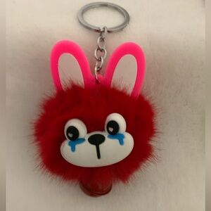 Red Bunny Pom-Pom Keychain